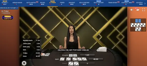 Poker na żywo w kasynie Mostbet